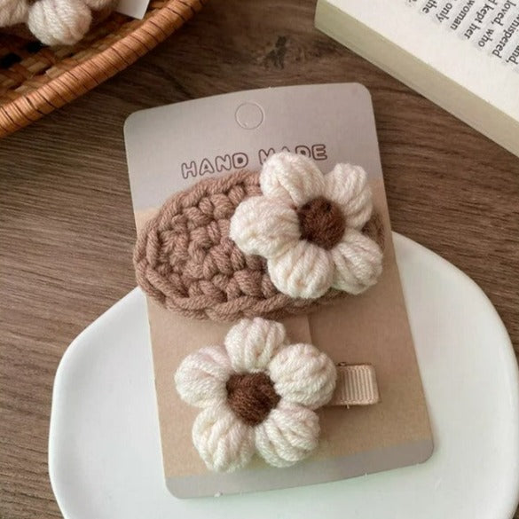 Boho Flower Hair Clips - Cream