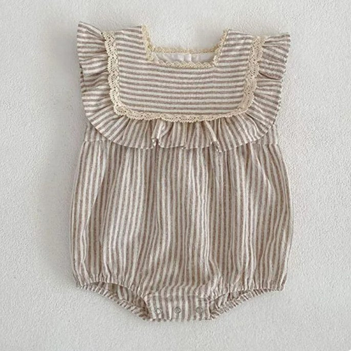 Boho Stripe Romper - Brown