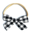 Baby Wisp Bow - Black White Plaid