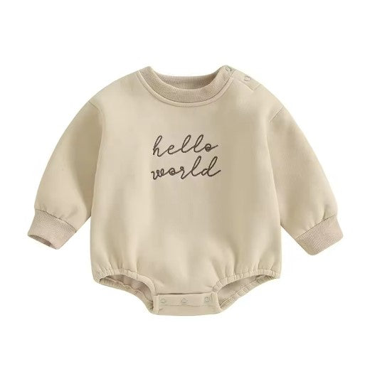 Hello World Box - Beige Romper