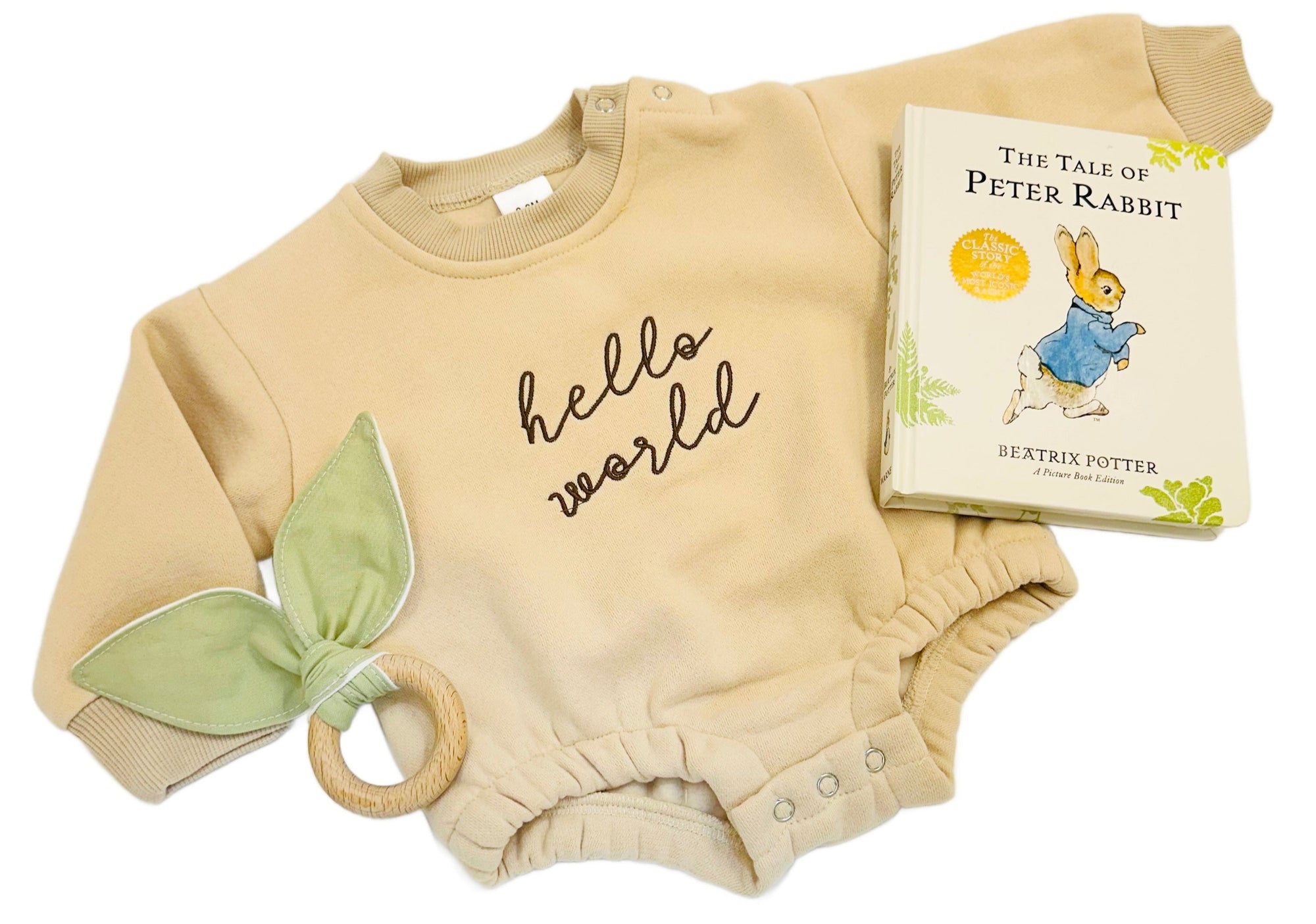 Hello World Box - Beige Romper