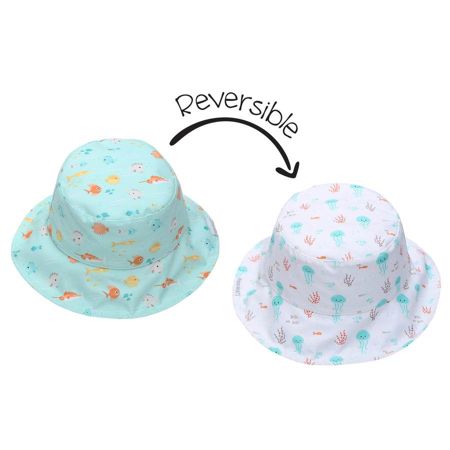 Sun Hat - Reversible Fish / Jellies